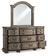 Ardenfield Light Brown Queen Upholstered Sleigh Bed, Dresser and Mirror (Online Special Price) - Ornate Home