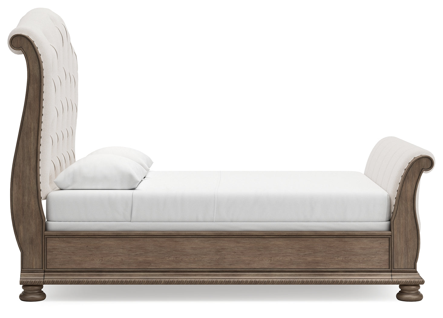 Ardenfield Light Brown Queen Upholstered Sleigh Bed, Dresser and Mirror (Online Special Price) - Ornate Home