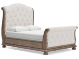 Ardenfield Light Brown Queen Upholstered Sleigh Bed (Online Special Price) - Ornate Home