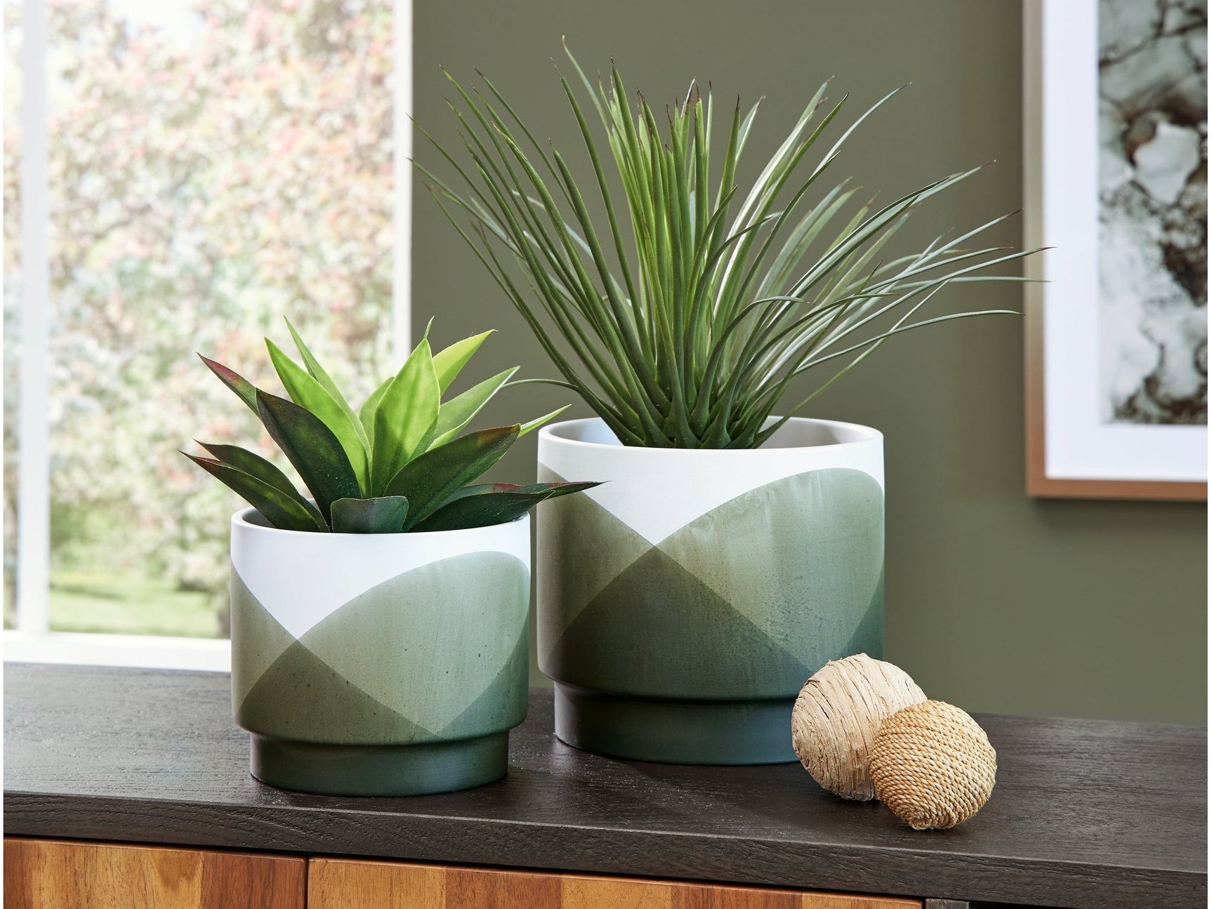 Ardenridge Green/White Planter (Set of 2) (Online Special Price) - Ornate Home