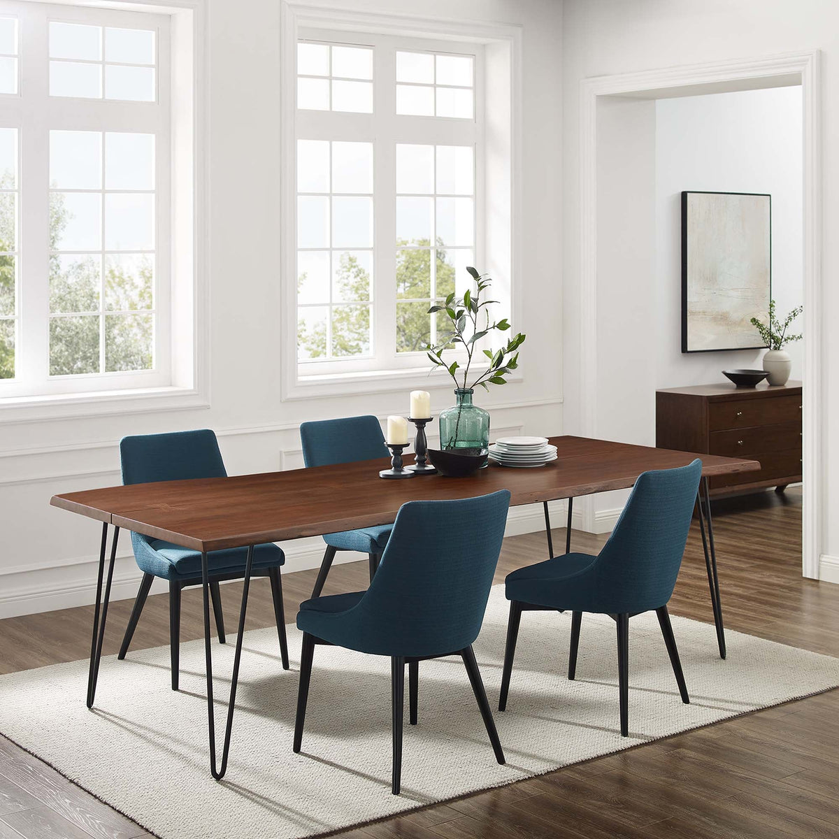 Ardor Black/Walnut 96" Live Edge Acacia Wood Acacia Wood Dining Table - Ornate Home