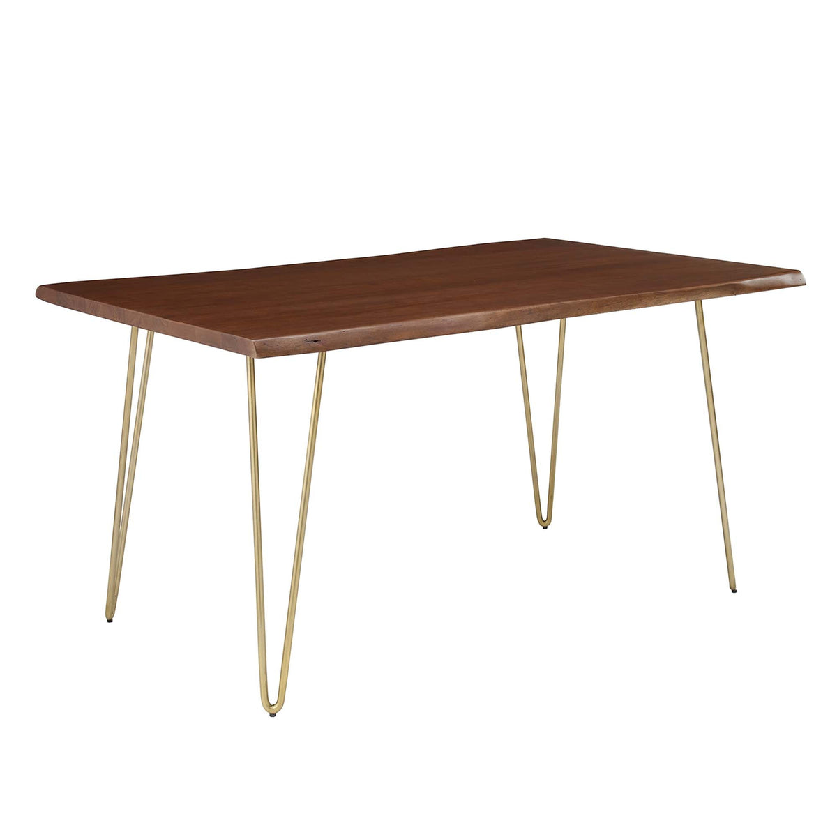 Ardor Gold/Walnut 60" Live Edge Acacia Wood Acacia Wood Dining Table - Ornate Home