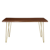 Ardor Gold/Walnut 60" Live Edge Acacia Wood Acacia Wood Dining Table - Ornate Home