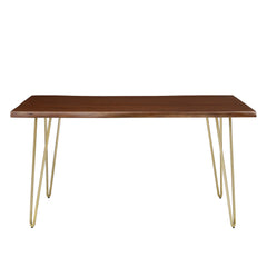 Ardor Gold/Walnut 60" Live Edge Acacia Wood Acacia Wood Dining Table - Ornate Home
