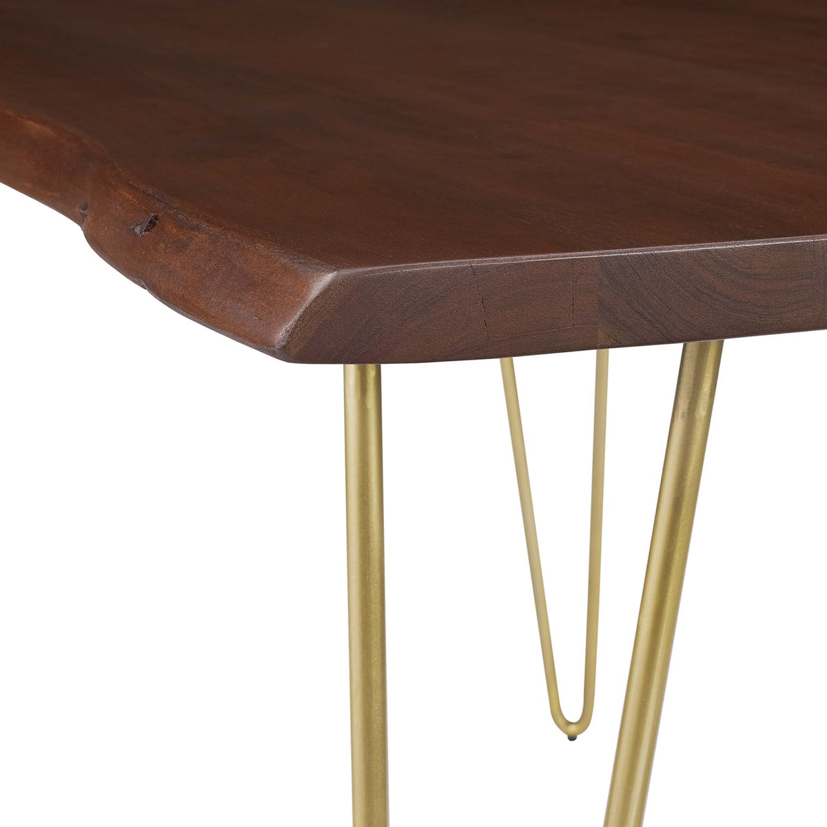 Ardor Gold/Walnut 60" Live Edge Acacia Wood Acacia Wood Dining Table - Ornate Home