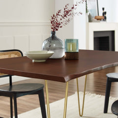 Ardor Gold/Walnut 60" Live Edge Acacia Wood Acacia Wood Dining Table - Ornate Home