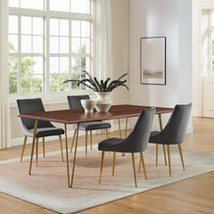 Ardor Gold/Walnut 74" Live Edge Acacia Wood Acacia Wood Dining Table - Ornate Home