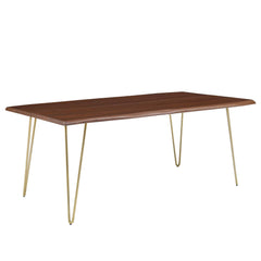 Ardor Gold/Walnut 74" Live Edge Acacia Wood Acacia Wood Dining Table - Ornate Home