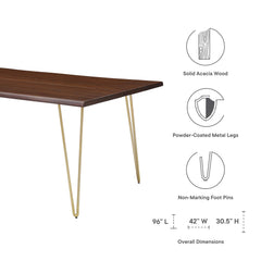 Ardor Gold/Walnut 96" Live Edge Acacia Wood Acacia Wood Dining Table - Ornate Home