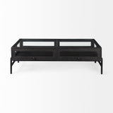 Arelius Black-Brown/Black Rectangular Glass-Top Wood Display Coffee Table - Ornate Home