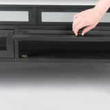 Arelius Black-Brown/Black Rectangular Glass-Top Wood Display Coffee Table - Ornate Home