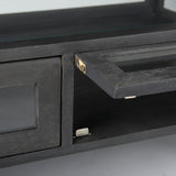 Arelius Black-Brown/Black Rectangular Glass-Top Wood Display Coffee Table - Ornate Home