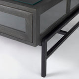 Arelius Black-Brown/Black Rectangular Glass-Top Wood Display Coffee Table - Ornate Home