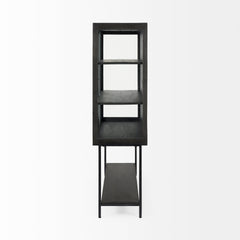 Arelius Black-Brown/Black Wood Display Cabinet