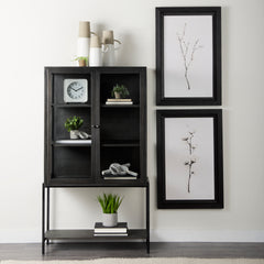 Arelius Black-Brown/Black Wood Display Cabinet