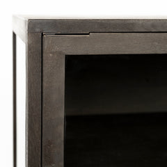 Arelius Black-Brown/Black Wood, Metal Base with 2 Glass Doors Accent Cabinet - Ornate Home