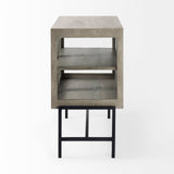 Arelius Gray/Black Wood, Metal Base with 2 Glass Doors Accent Cabinet - Ornate Home