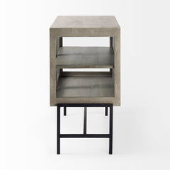 Arelius Gray/Black Wood, Metal Base with 2 Glass Doors Accent Cabinet - Ornate Home