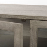 Arelius Gray/Black Wood, Metal Base with 2 Glass Doors Accent Cabinet - Ornate Home