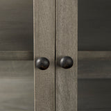 Arelius Gray/Black Wood, Metal Base with 2 Glass Doors Accent Cabinet - Ornate Home