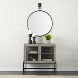 Arelius Gray/Black Wood, Metal Base with 2 Glass Doors Accent Cabinet - Ornate Home