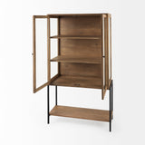 Arelius Light Brown/Black Wood Display Cabinet - Ornate Home