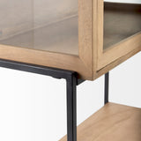 Arelius Light Brown/Black Wood Display Cabinet - Ornate Home