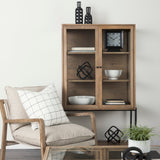 Arelius Light Brown/Black Wood Display Cabinet - Ornate Home