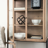 Arelius Light Brown/Black Wood Display Cabinet - Ornate Home