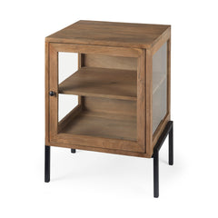 Arelius Light Brown/Black Wood End/Side Table - Ornate Home