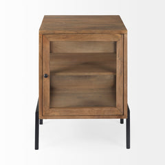 Arelius Light Brown/Black Wood End/Side Table - Ornate Home
