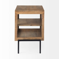 Arelius Light Brown/Black Wood End/Side Table - Ornate Home