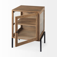 Arelius Light Brown/Black Wood End/Side Table - Ornate Home