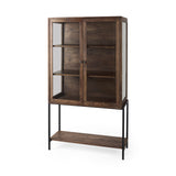 Arelius Medium Brown/Black Wood Display Cabinet - Ornate Home