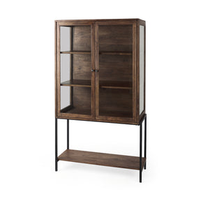 Arelius Medium Brown/Black Wood Display Cabinet - Ornate Home