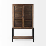 Arelius Medium Brown/Black Wood Display Cabinet - Ornate Home