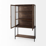 Arelius Medium Brown/Black Wood Display Cabinet - Ornate Home