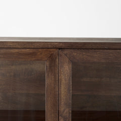 Arelius Medium Brown/Black Wood Display Cabinet