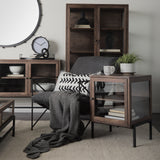 Arelius Medium Brown/Black Wood Display Cabinet - Ornate Home