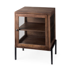 Arelius Medium Brown/Black Wood End/Side Table - Ornate Home