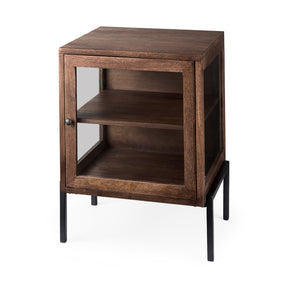 Arelius Medium Brown/Black Wood End/Side Table - Ornate Home