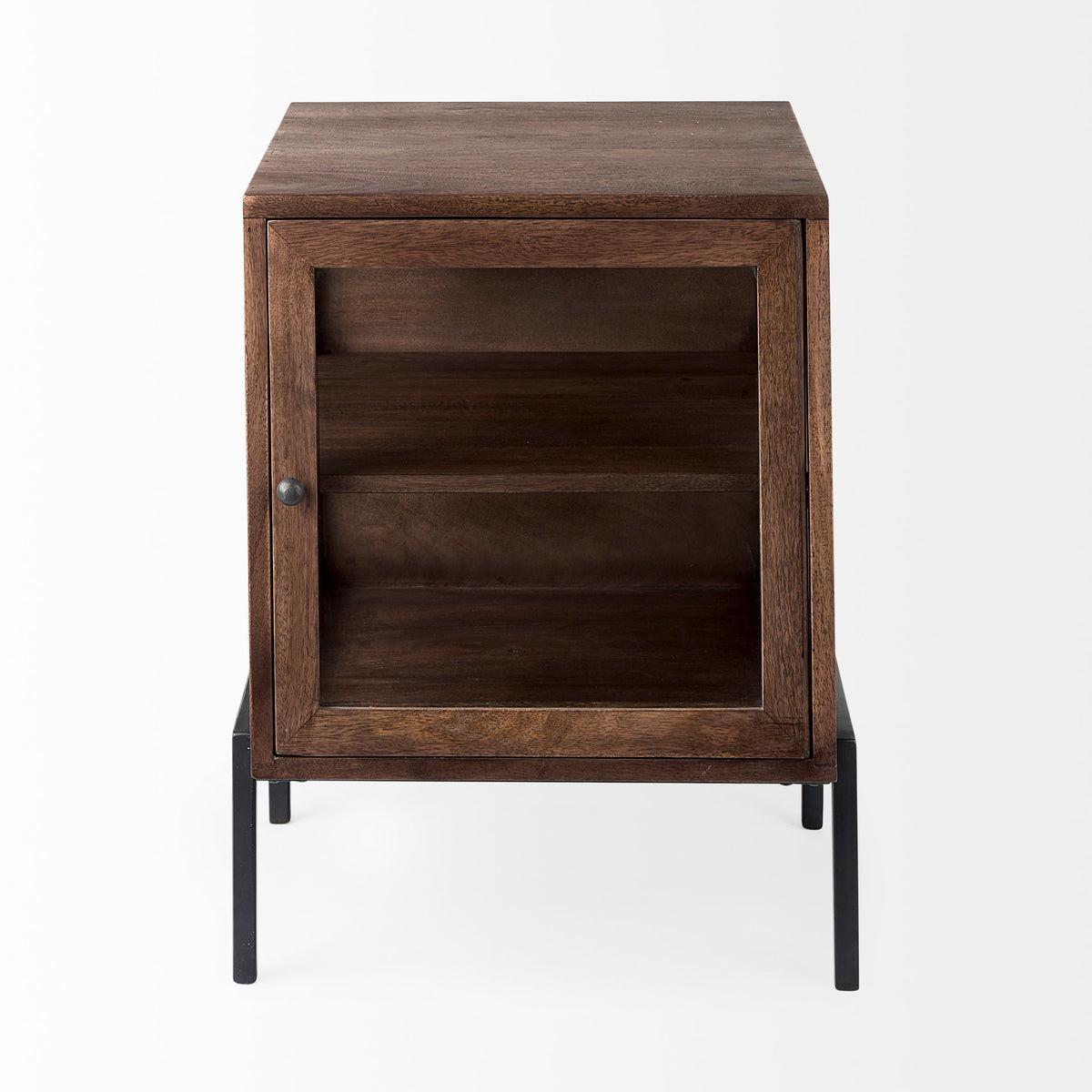 Arelius Medium Brown/Black Wood End/Side Table - Ornate Home