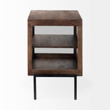 Arelius Medium Brown/Black Wood End/Side Table - Ornate Home