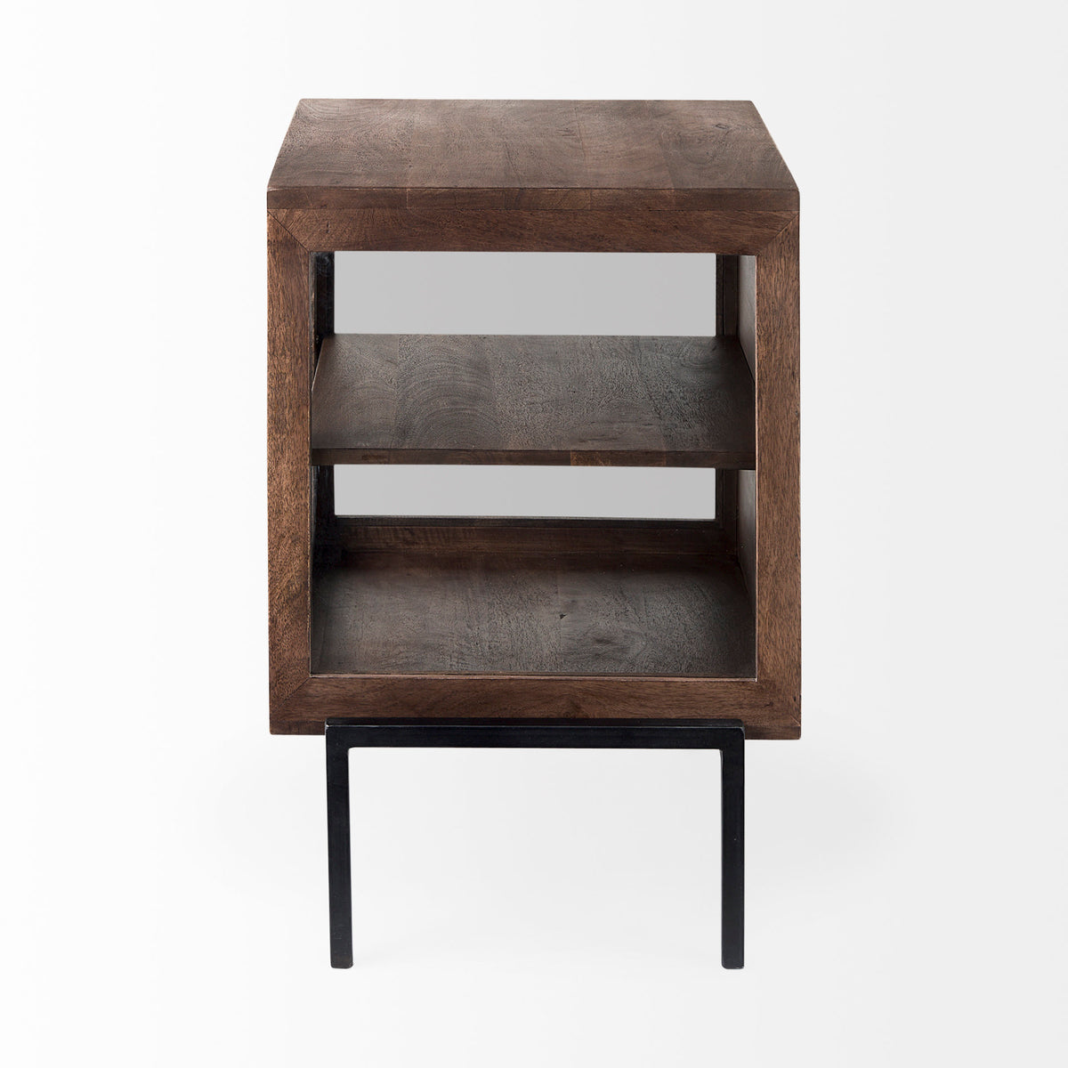 Arelius Medium Brown/Black Wood End/Side Table - Ornate Home