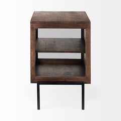 Arelius Medium Brown/Black Wood End/Side Table - Ornate Home