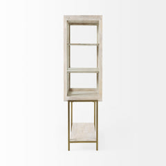 Arelius White/Gold Wood Display Cabinet