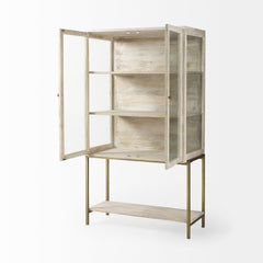 Arelius White/Gold Wood Display Cabinet
