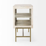 Arelius White/Gold Wood, Metal Base with 2 Glass Doors Accent Cabinet - Ornate Home