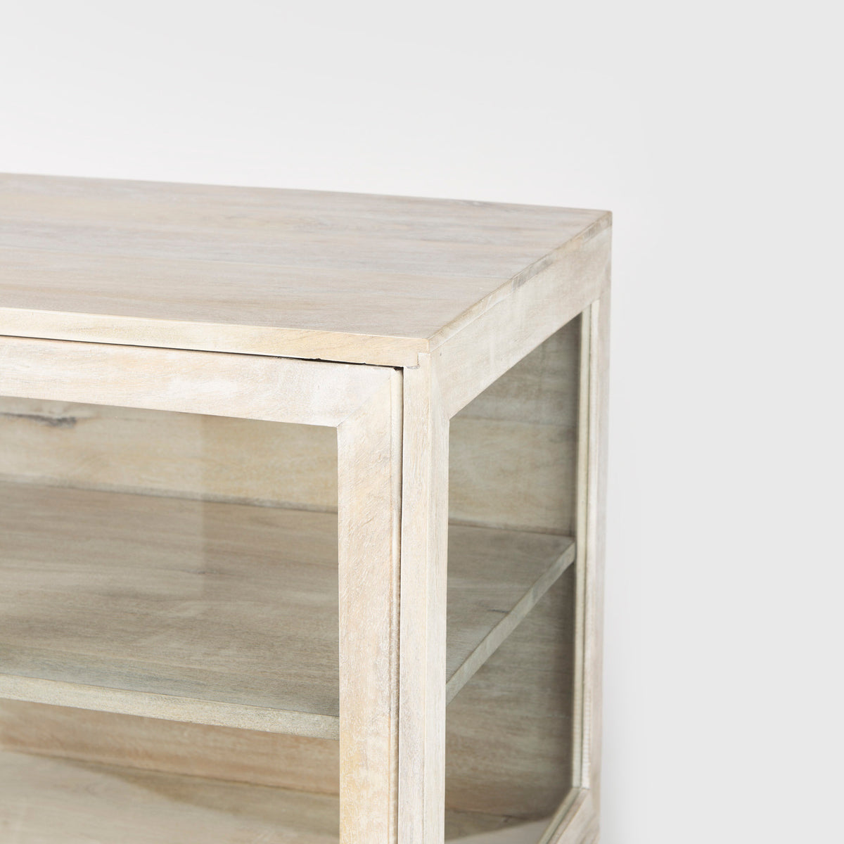 Arelius White/Gold Wood, Metal Base with 2 Glass Doors Accent Cabinet - Ornate Home