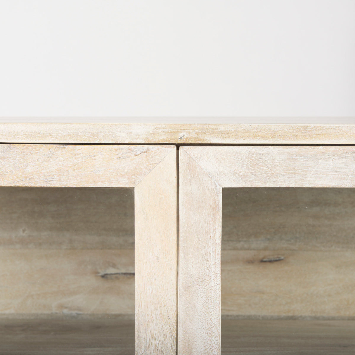 Arelius White/Gold Wood, Metal Base with 2 Glass Doors Accent Cabinet - Ornate Home